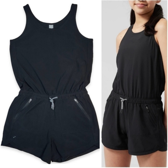 Athleta Girl On the Go Romper In Black Size  L (12) - Picture 1 of 16